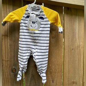 Carter's 3 Months Dog Stripe Zip-Up Cotton Sleep & Play Footie
